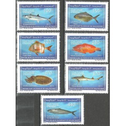 Mauritania 2013 - Fish (incl. shark) and cuttlefish - 7 stamps - MNH