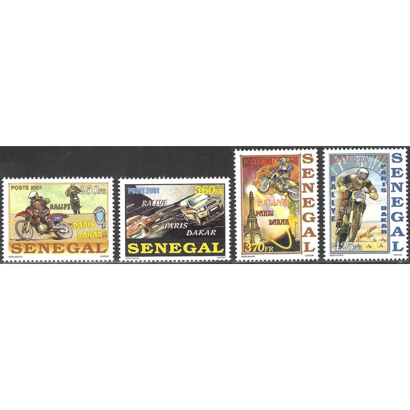 Senegal 2002 - Mi 1950 to 1953 - Paris-Dakar Rally in 2002 - cars, motorbikes - Eiffel Tower - 4 st. MNH