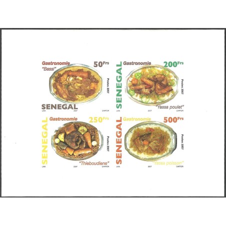 Sénégal 2007 - Gastronomie : plats sénégalais - bloc 1000 fcfa NON DENTELE **