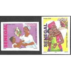 Sénégal 2009 - Hommage à la mère - Bouquet de fleurs - 2 val. NON DENTELE **