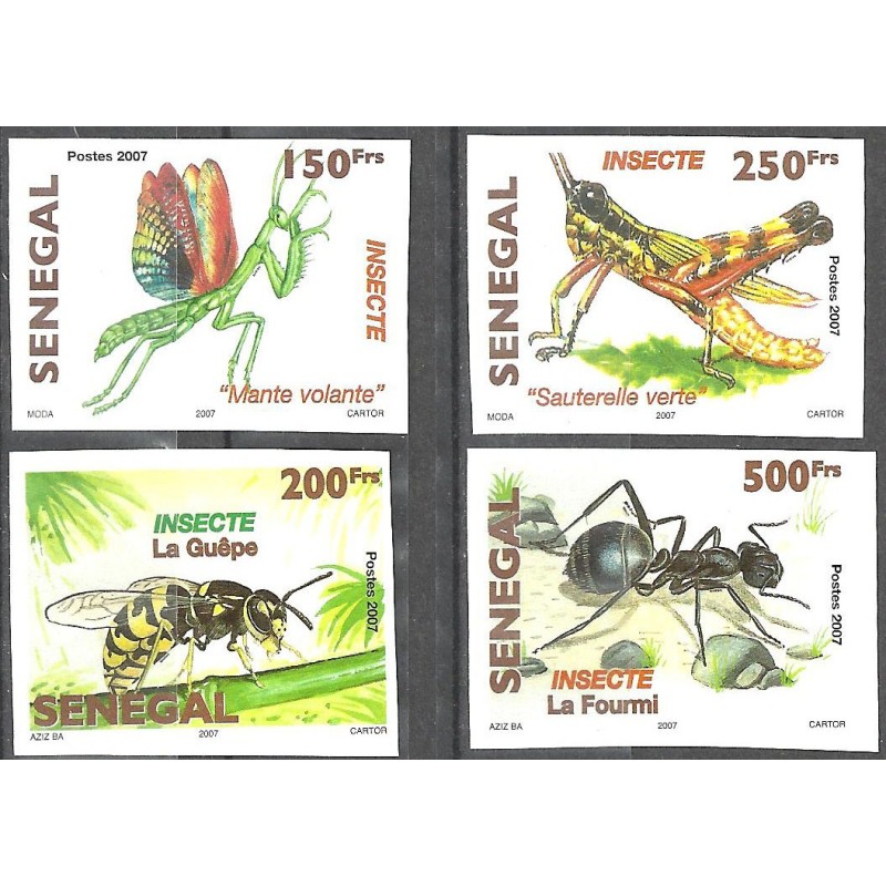 Senegal 2007 / 2010 - Insects - 4 st. UNPERFORATED MNH