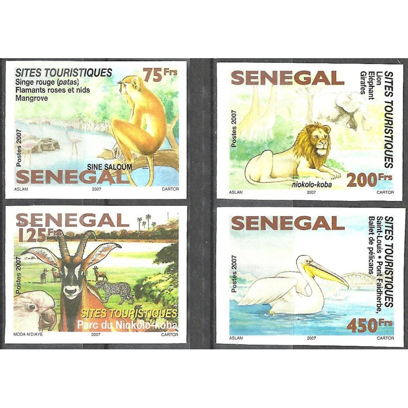 Senegal 2007 / 2008 - Touristic places - Wild animals, birds - Bridge - 4 st. UNPERFORATED MNH