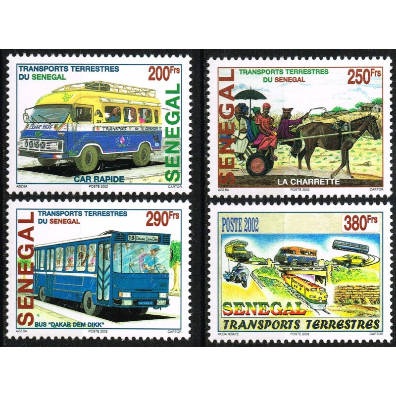 Sénégal 2002 / 2004 - Transports terrestres du Sélégal (bus, charrette, train, ...) - 4 val. **