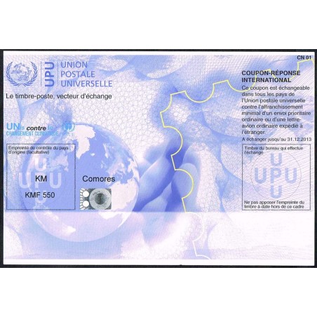 x - 2013 - CN01 - International Reply-Coupon - KM COMOROS - validity 31.12.2013