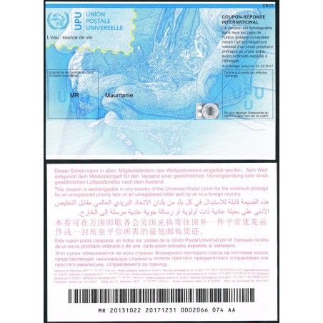 z - CN01 - International Reply-Coupon - MR Mauritania - validity 31.12.2017 millesime 2013