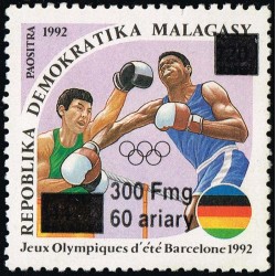 1998 - Mi 2104 - surcharge locale 300 Fmg - Jeux olympiques Barcelone : boxe **