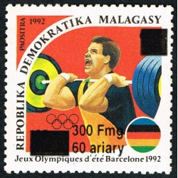 1998 - Mi 2102 - Local overprint 300 Fmg - Olympic games Barcelona :  weight lifting - MNH