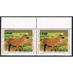 Cameroun 1993 - Mi 1199 x - Mouton, surchargé, nouvelle valeur 125 f décalée **