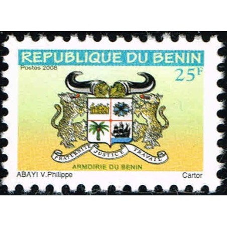 Benin 2009 - Mi 1454 y - Benin coat of arms - 25 f - reprint with silk threads in the paper - MNH