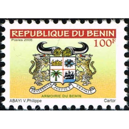 Bénin 2009 - Mi 1457 y - type "armoiries" 100 f - réimpression : fils de soie dans le papier **