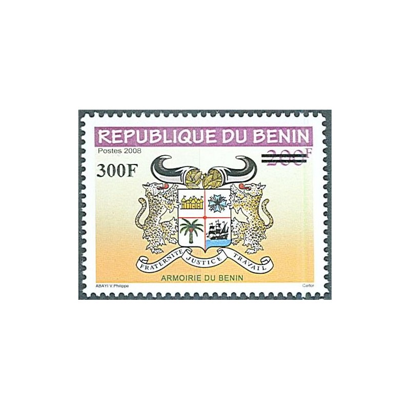 Bénin 2010 - surcharge locale - type "armoiries" 200 f surchargé 300 f  **