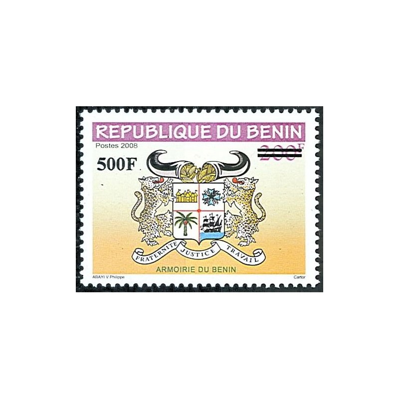 Bénin 2010 - surcharge locale - type "armoiries" 200 f surchargé 500 f  **