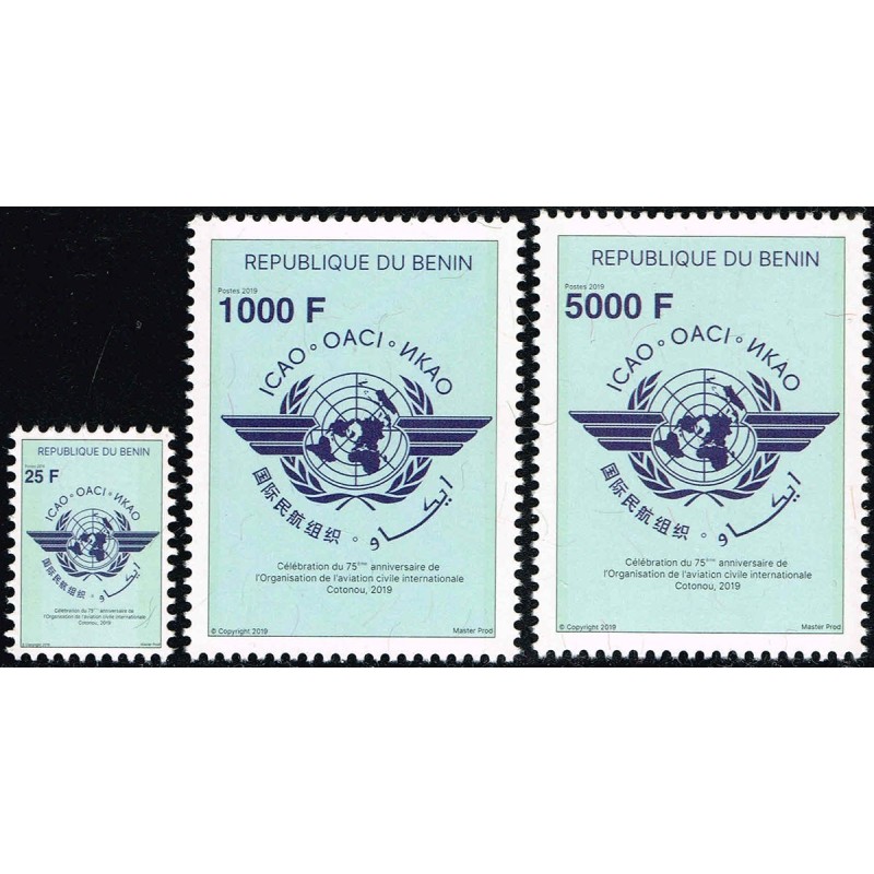 Benin 2019 - Mi 1676 to 1678 - International Civil Aviation Organization ICAO - 3 st. - MNH