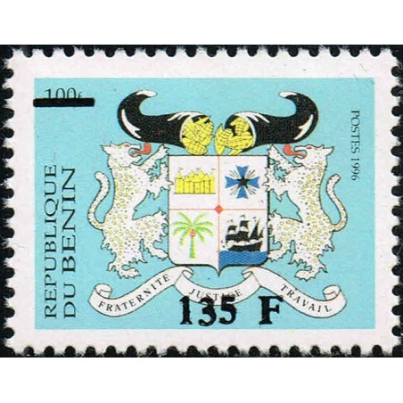 Bénin 1997 - Mi 1113 - surcharge locale 135 f - armoiries ** - cote 60 €