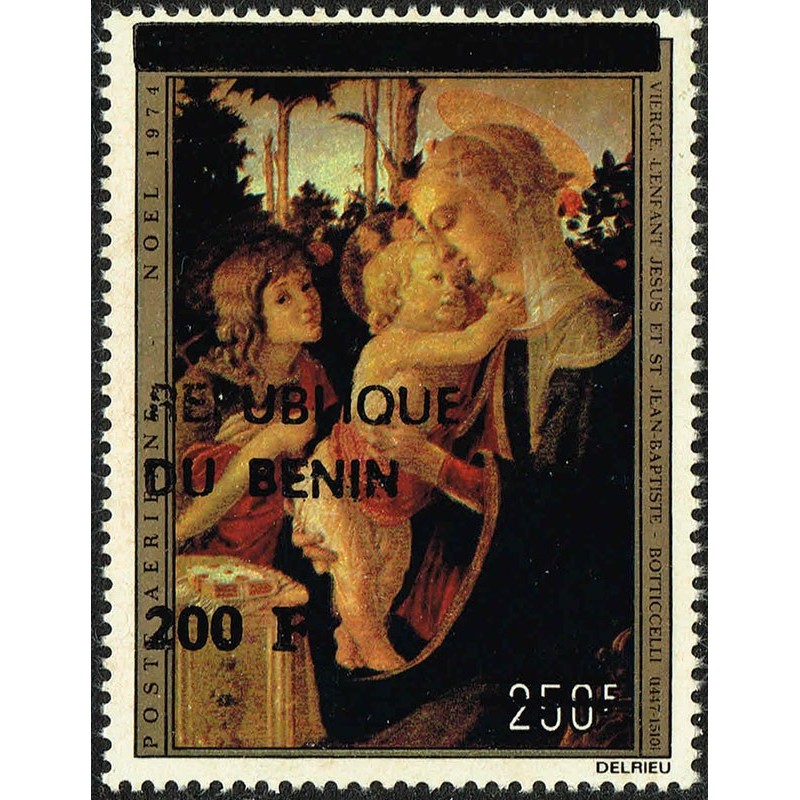 Bénin 1994 - Mi 616 - surcharge locale 200 f - Noël 1974 - Botticcelli - Vierge ** - cote 60 €