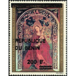 Bénin 1994 - Mi 609 - surcharge locale 200 f - Noël 1974 - Schongauer - Vierge ** - cote 50 €