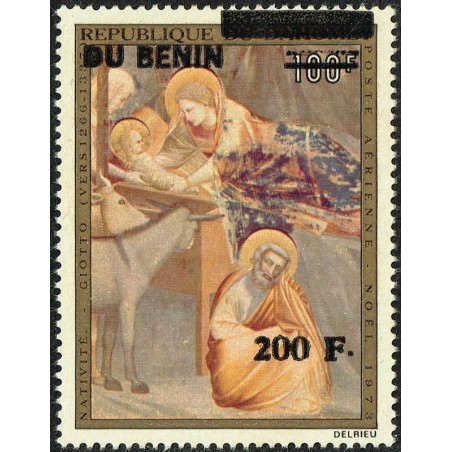 Benin 1996 - Mi 608 - local overprint 200 f - Christmas 1973 - Giotto - Nativity - MNH - CV 60 €