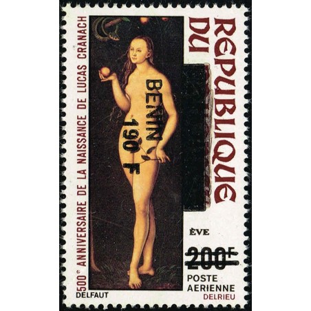 Benin 1994 - Mi A 604 - local overprint 190 f - Lucas Cranach - Eve - MNH - CV 200 €