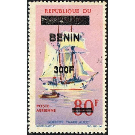 Bénin 2009 - Mi 1551 x - surcharge locale 300 f - Voilier : goélette ** - cote 100 € - VARIÉTÉ