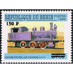 Bénin 2000 - Mi 1302 - surcharge locale 150 f - locomotive ancienne 0-6-0 - cote 100 € **