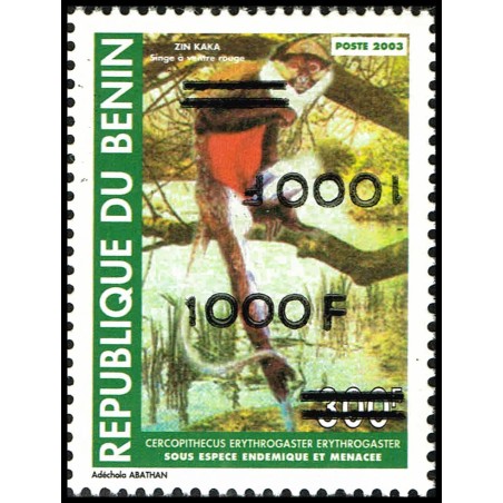 Benin 2007 - Mi 1415 x - local overprint 1.000 f - Monkey "cercopithecus" 300 f - MNH - DOUBLE OVERPRINT