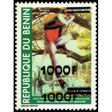 Benin 2007 - Mi 1415 xx - local overprint 1.000 f - Monkey "cercopithecus" 300 f - MNH - TRIPLE OVERPRINT