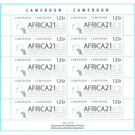 Year 2010 - Yaounde international conference AFRICA 21, 125 f - MNH - COMPLETE SHEET