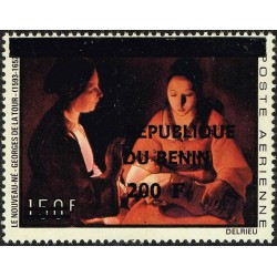 Benin 1996 - Mi 763 - local overprint 200 f - Georges de la Tour - The Newborn - MNH - CV 70 €