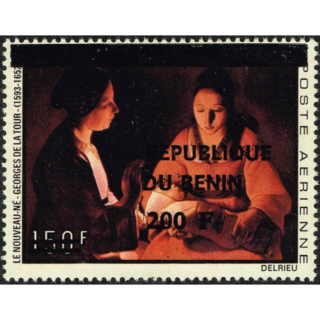 Benin 1996 - Mi 763 - local overprint 200 f - Georges de la Tour - The Newborn - MNH - CV 70 €