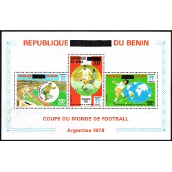 Bénin 2010 - Mi block 62 - surcharge locale - coupe du monde de football Argentina 78 - bloc-feuillet ** - PETITS DÉFAUTS