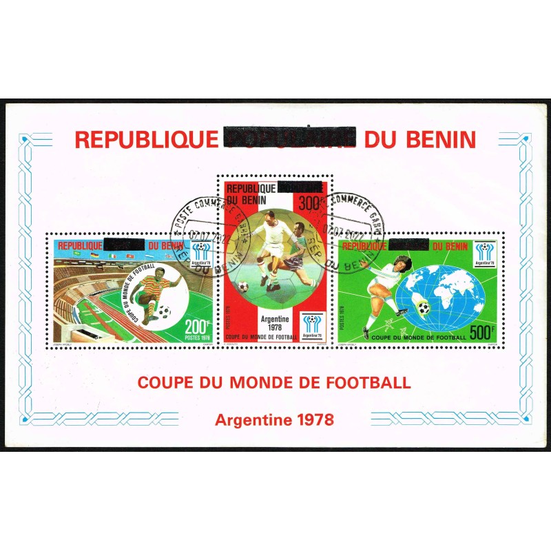 Benin 2010 - Mi block 62 - local overprint - Soccer World Cup Argentina 98 - sheetlet - CANCELLED