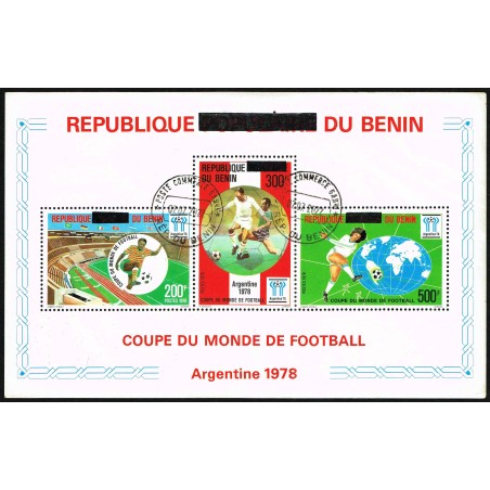 Benin 2010 - Mi block 62 - local overprint - Soccer World Cup Argentina 98 - sheetlet - CANCELLED