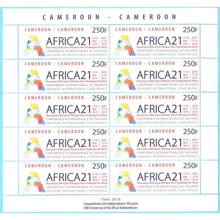 Year 2010 - Yaounde international conference AFRICA 21, 250 f - MNH - COMPLETE SHEET