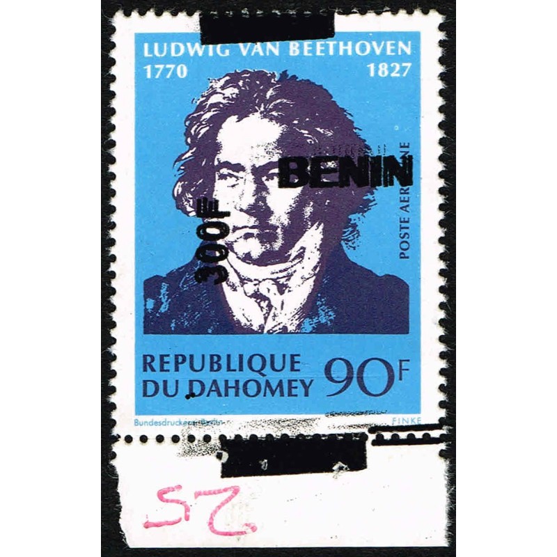 Bénin 2009 - Mi 1606 x - surcharge locale 300 f - Ludwig van Beethoven ** - BELLE VARIÉTÉ