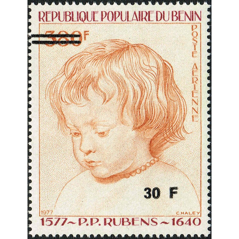 Bénin 1995 - Mi 659 - surcharge locale 30 f - P.P. Rubens - portrait d'enfant ** - cote 50 €