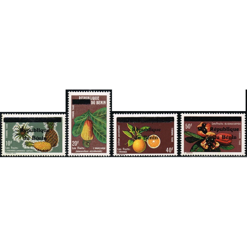 Benin 1990 - Mi Portomarken 11 to 14 postage due stamps - local overprint - fruits - MNH - CV 200 €