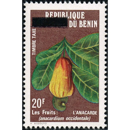 Bénin 1990 - Mi Portomarken 12 taxe  - surcharge locale - fruits : noix de cajou ou anacarde ** - cote 50 €