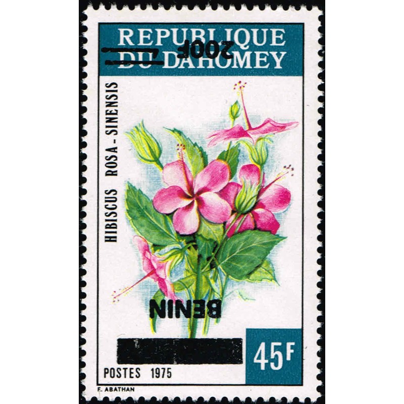Benin 2009 - Mi 1494 x - local INVERTED overprint 200 f -  Flower "hibiscus rosa-sinensis" - MNH - CV 200 €