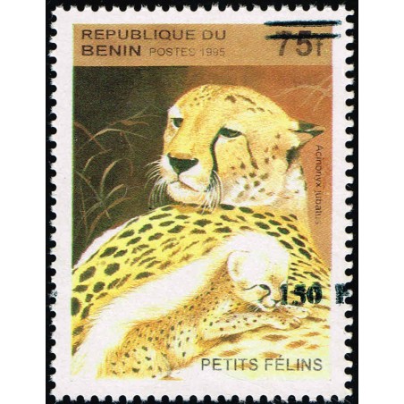 Bénin 2000 - Mi 1256 - surcharge locale 150 f - Félins : guépard "acinonyx jubatus" - cote 100 € **