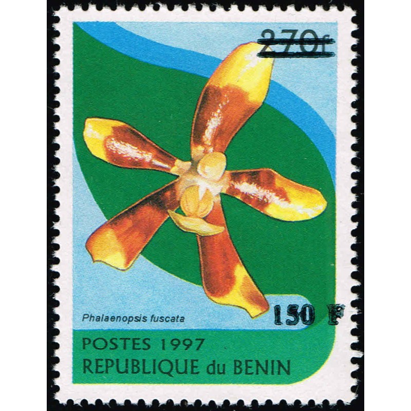Bénin 2000 - Mi 1292 - surcharge locale 150 f - Orchidée "phalaenopsis fuscata" - cote 100 € **