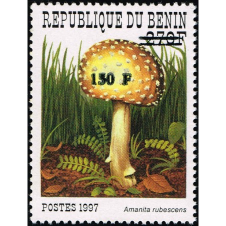 Bénin 2000 - Mi 1298 - surcharge locale 150 f - Champignon "amanita rubescens" - cote 100 € **