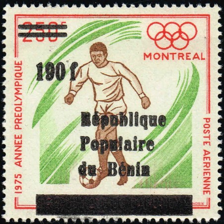 Bénin 1988 - Mi N 475 - surcharge locale 190 f - football - Jeux Olympiques Montréal 76 ** - cote 95 €