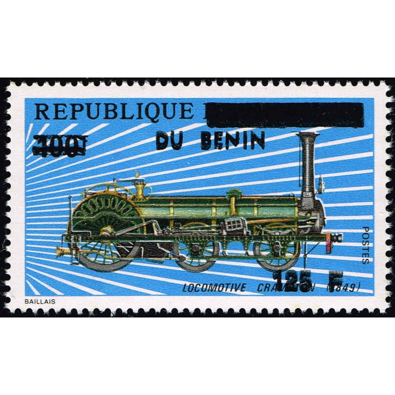 Benin 1992 - Mi 528 - local overprint 125 f - locomotive "Crampton" (1849) - MNH - CV 160 €