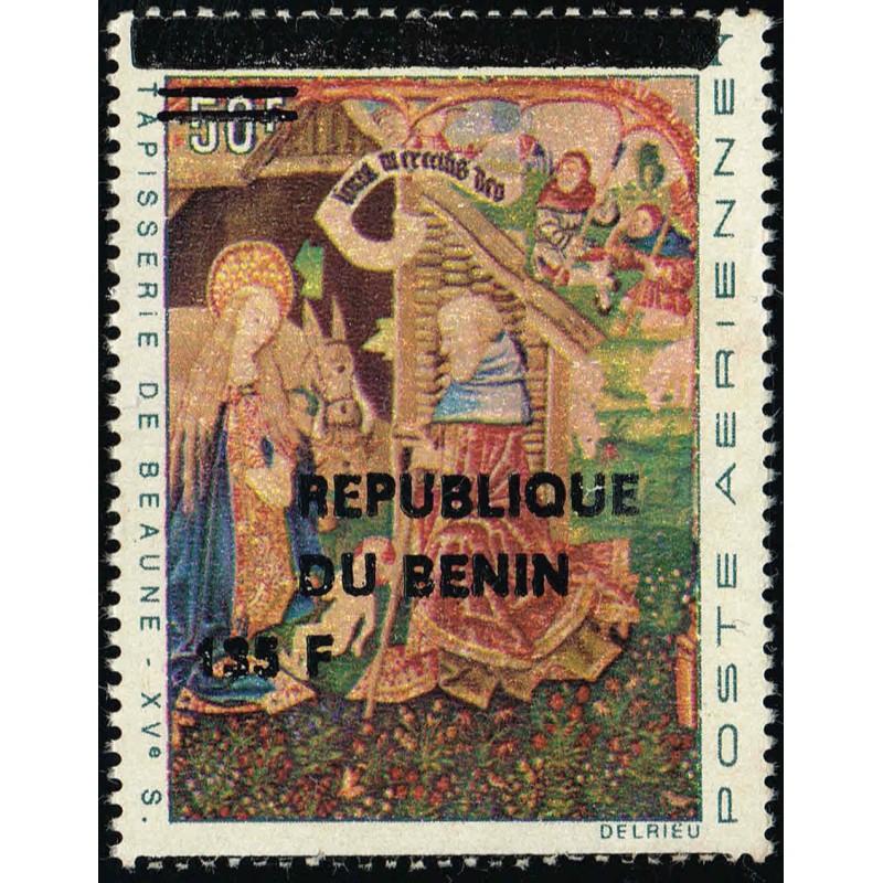 Bénin 1994 - Mi 597 - surcharge locale 135 f - Tapisserie de Beaune - Nativité ** - cote 75 €