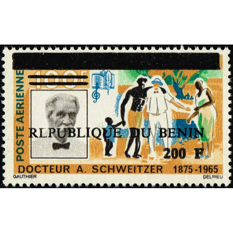 Benin 1994 - Mi 605 - local overprint 200 f - Doctor Schweitzer - MNH - CV 150 €