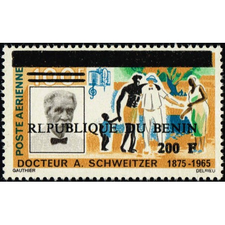 Bénin 1994 - Mi 605 - surcharge locale 200 f - Docteur Schweitzer ** - cote 150 €