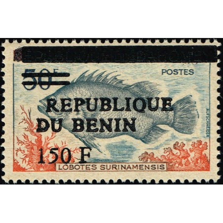 Bénin 1996 - Mi 728 - surcharge locale 150 f - poisson "Lobotes surinamensis" ** - cote 90 €