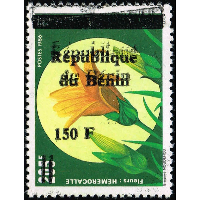Benin 1997 - Mi 1116 - local overprint 150 f - flower hemerocalle - MNH - CV 60 € - DEFECTS