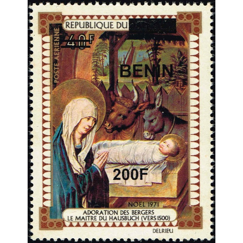 Benin 2009 - Mi 1521 - local overprint 200 f - Adoration of the Shepherds, by the master of the Hausbuch - MNH - CV 40 €