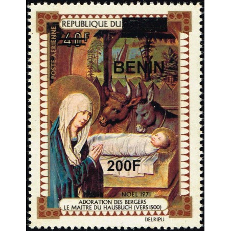 Benin 2009 - Mi 1521 - local overprint 200 f - Adoration of the Shepherds, by the master of the Hausbuch - MNH - CV 40 €